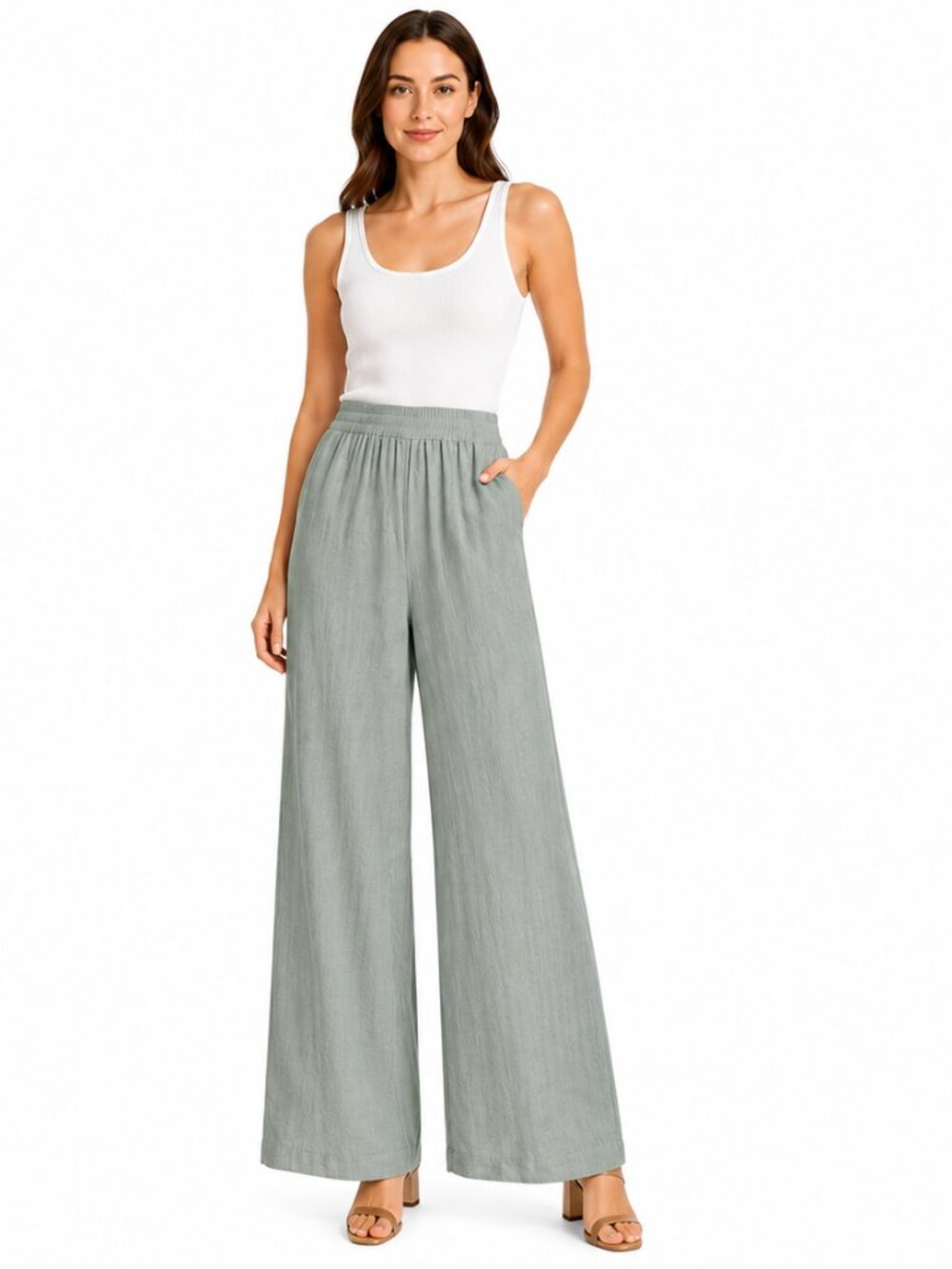 Adrianna Papell Textured Satin Pull On Wide Leg Pant XS Women Festival Flowy